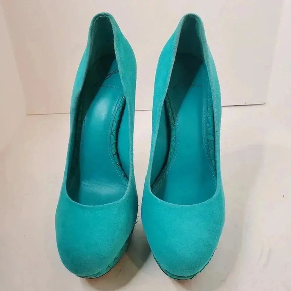 Brian Atwood Turquoise Mermaid Platforms Pumps 8 - Picture 8 of 8